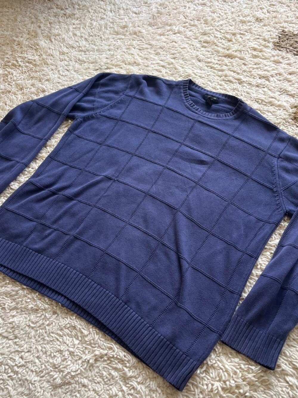 Dockers Sweater Navy Blue XLT 100% Cotton Windowpane